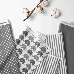 Bacati - Elephants White/Gray 4 Pc Toddler Bedding Set