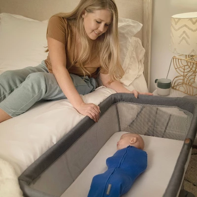 SwaddleMe Beginnings Bassinet Select - Compact Fold Multi-Position Baby Bassinet With Air Flow Mattress - Gray Tweed - Image 6