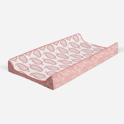 Bacati - Sophia Paisley Aqua/Coral Paisley Changing Pad Cover - Image 6