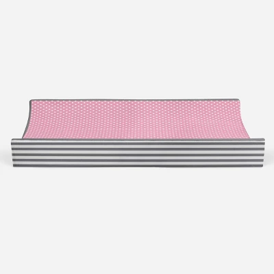 Bacati - Elephants Pink/Gray Pink Pin Dots Quilted Top Changing Pad Cover - Image 6