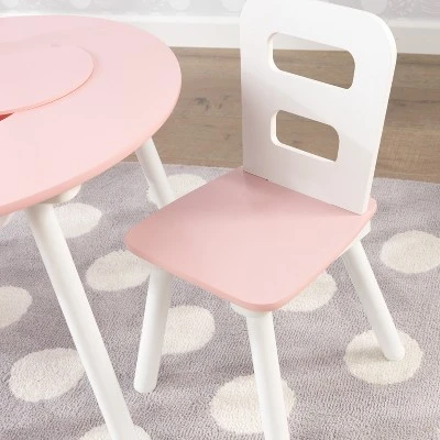 Round Storage Table And Chair Set White/Pink - KidKraft - Image 7