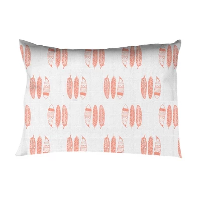 Bacati - Olivia Feathers Coral Muslin 3 Pc Toddler Bed Sheet Set - Image 4