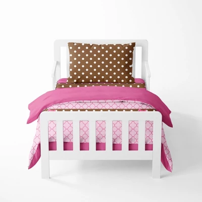 Bacati - Quatrefoil Pink Printed Crib Or Toddler Bed Skirt - Image 2