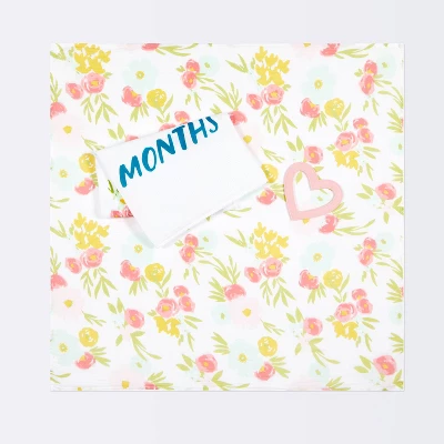 Muslin Blankets With Felt Frame Floral - Cloud Island™ - Image 2